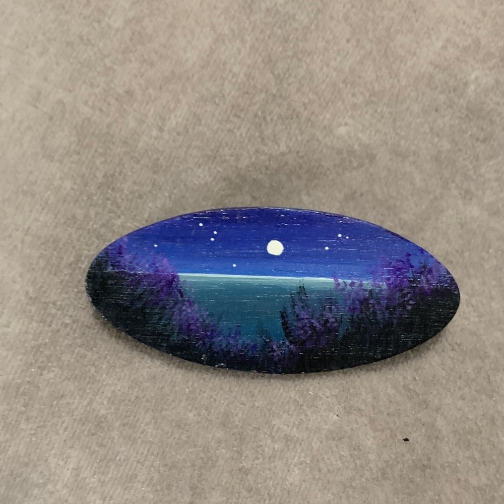 Handcrafted Night Sky Brooch - Purple and Blue